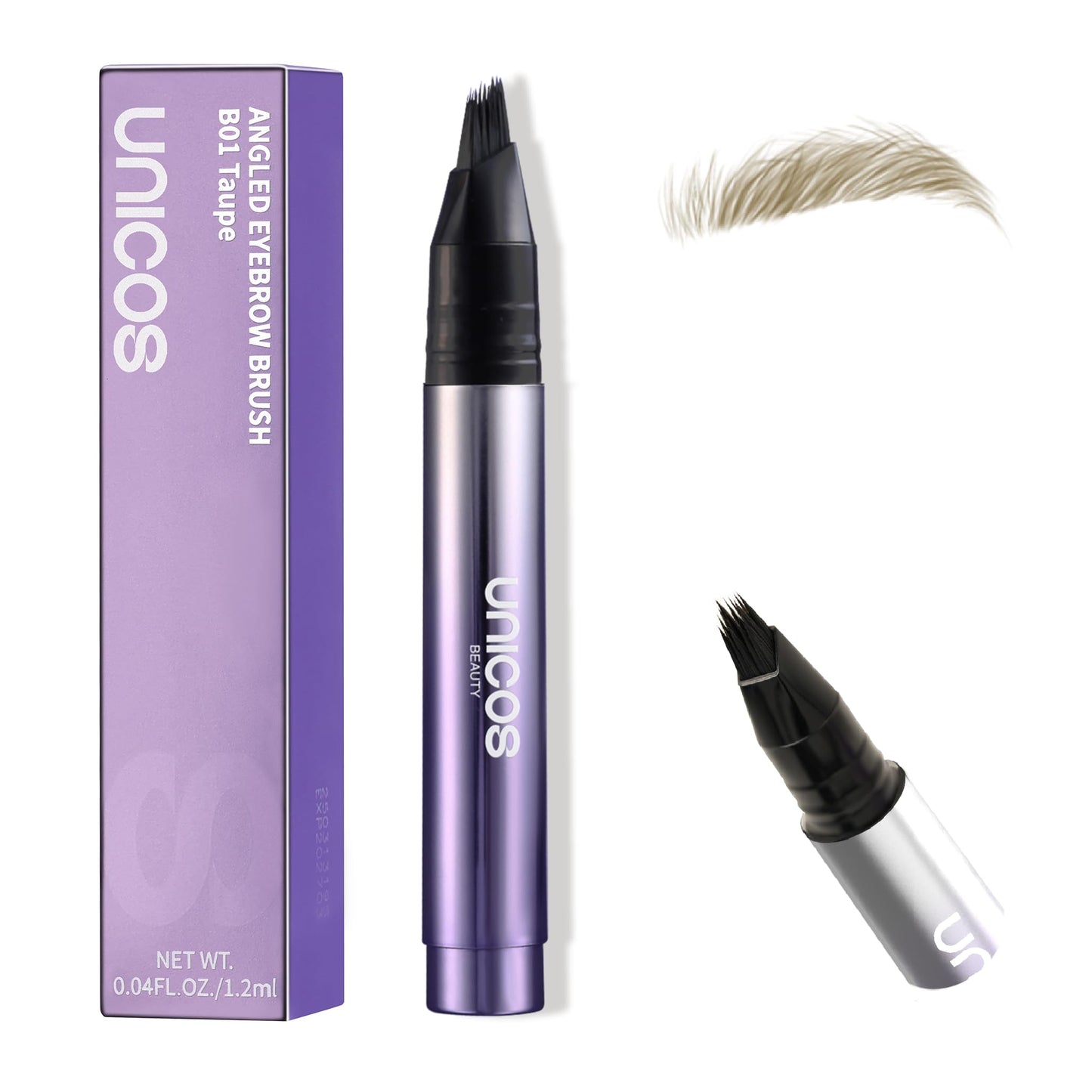 Unicos Eyebrow Pen, Angled Brow Brush, Eyebrow Pencils for Women, Natural Brow Pen, Hair-Like Strokes, 24hrs Long-Lasting, Water