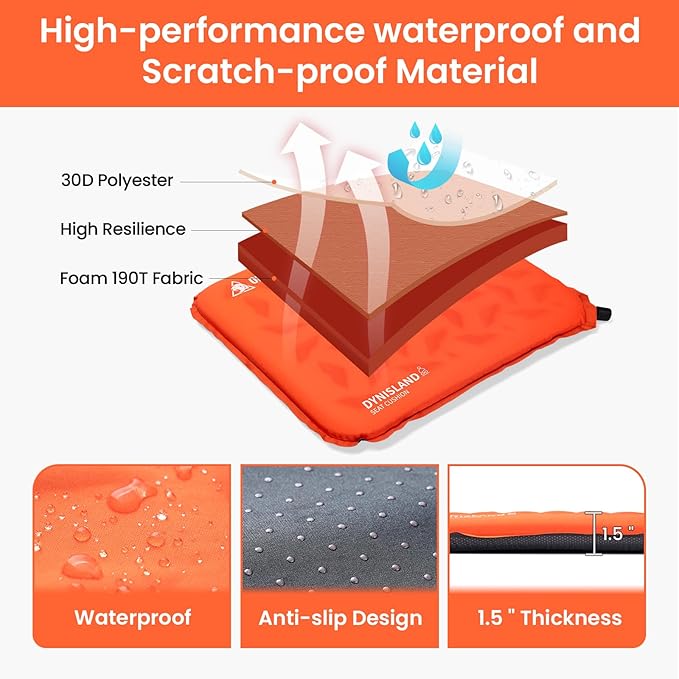 ONETIGRIS Inflatable Seat Cushion - Lightweight & Waterproof Inflatable Camping Seat Cushion Travel Cushion Stadium Seat Office Chair Car Pad