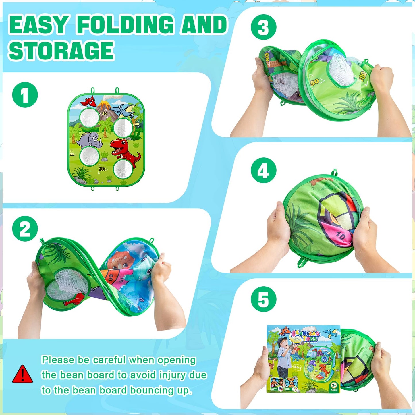 RIEYON 4-in-1 Bean Bag Toss Game for Kids, Toddler Toys for Kids Party Games and Outdoor Toss Games, Birthday for Kids Aged 3 4 5 6 7 8 Year Old