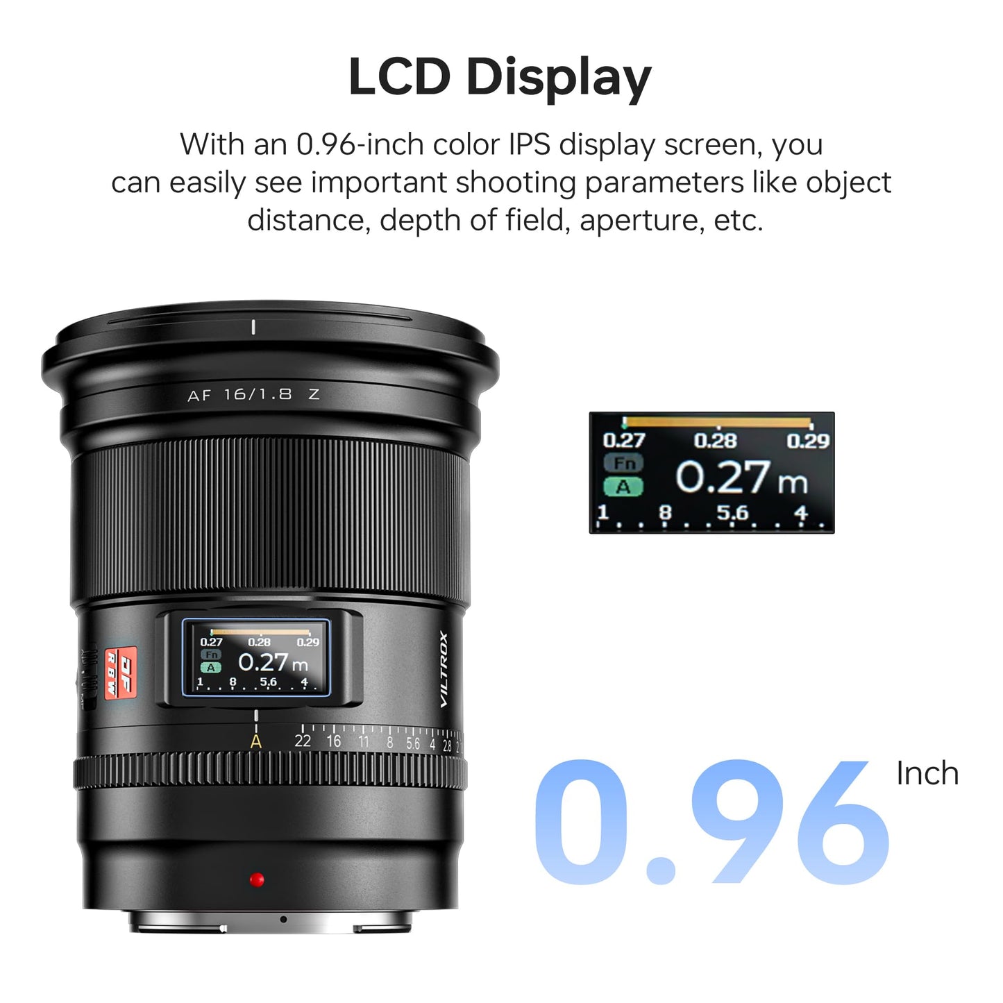 VILTROX 16mm f/1.8 Z Lens for Nikon Z-Mount Full Frame Prime Wide Angle Autofocus DF Lens with LCD Screen AF/MF Switch Compatible with Nikon Z Mount Z5 Z50 Z6 Z6II Z7 Z7II ZFC Z30 Z9 Z8 ZF