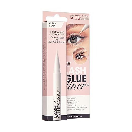 KISS Clear Lash GLUEliner, Felt-Tip Eyelash Adhesive, Clear Matte Finish, Foolproof Application, Easy Touch-Up, 0.02 Oz. (Pack of 2)