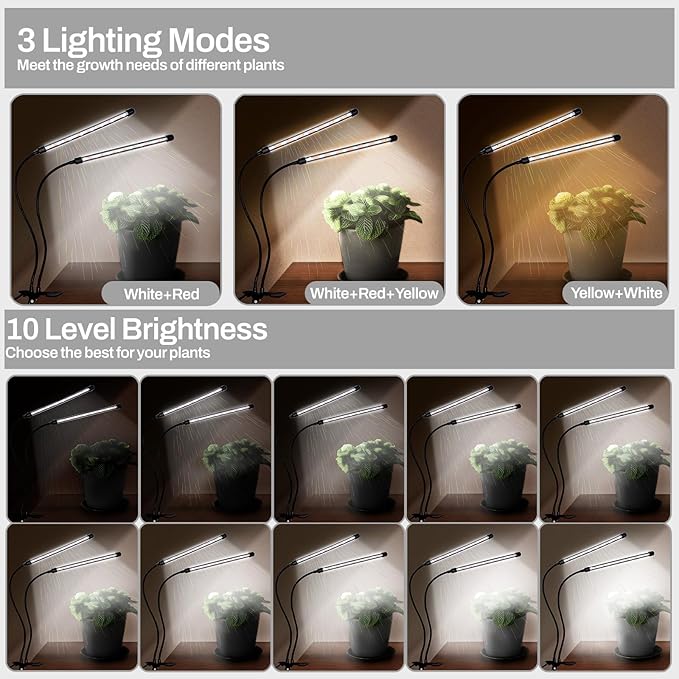 Grow Lights for Indoor Plants - 84 LED Full Spectrum Clip Plant Growing Light (2 Heads Light)