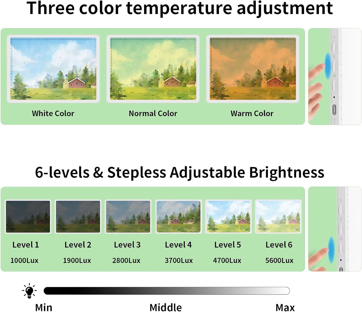 Phylosal Rechargeable A3 Light Pad with Carry Bag, Ultra-Thin Magnetic Tracing Light Box for Drawing, Diamond Art Painting Light Board with Side Button, Super Bright Light Table for Sketching (White)
