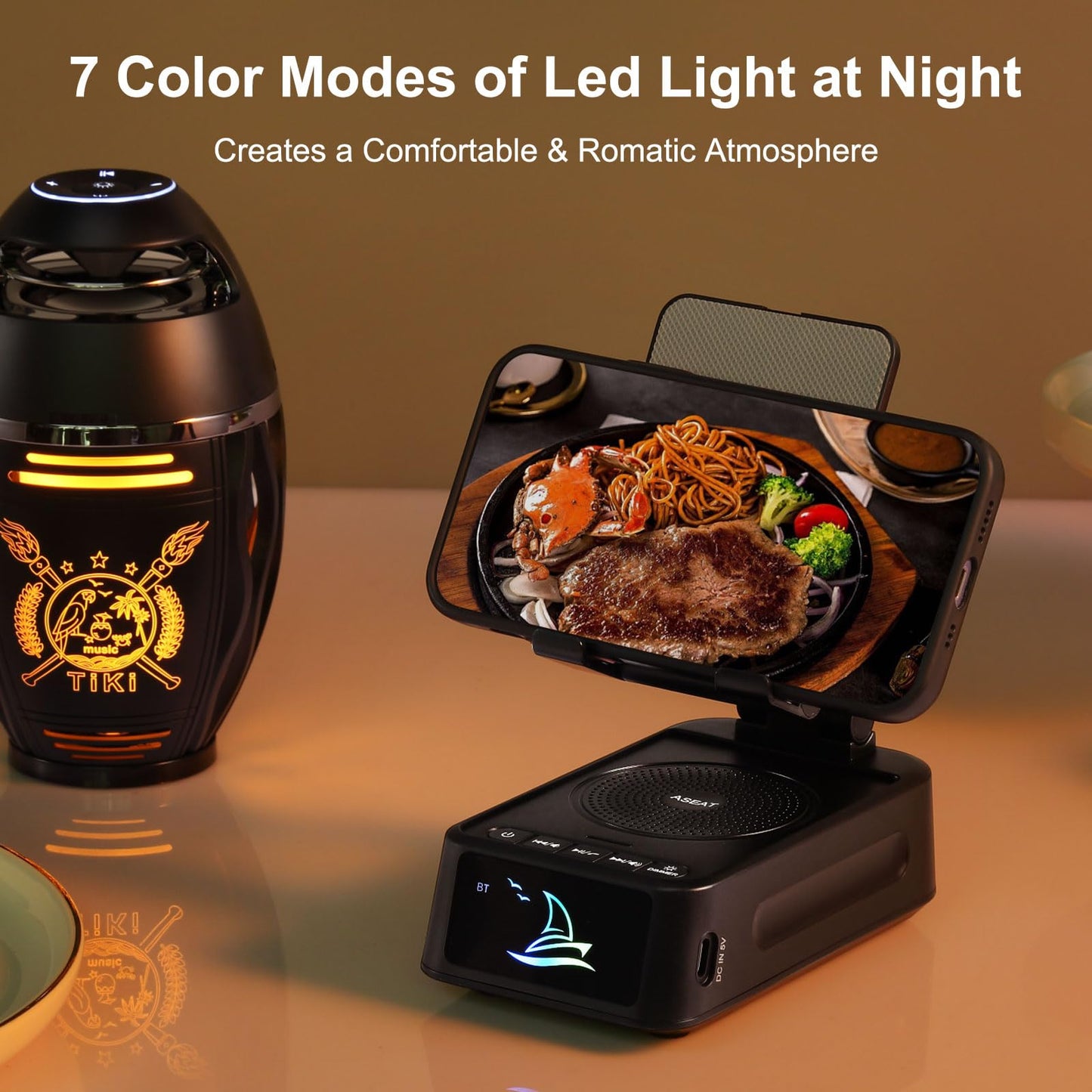 Gifts for Men Women, Cell Phone Stand with Bluetooth Speaker Led Light, Unique Gifts for Dad Him Husband Boyfriend, Cool Gadget Compatible with iPhone/Android, Ideal Gifts for Christmas