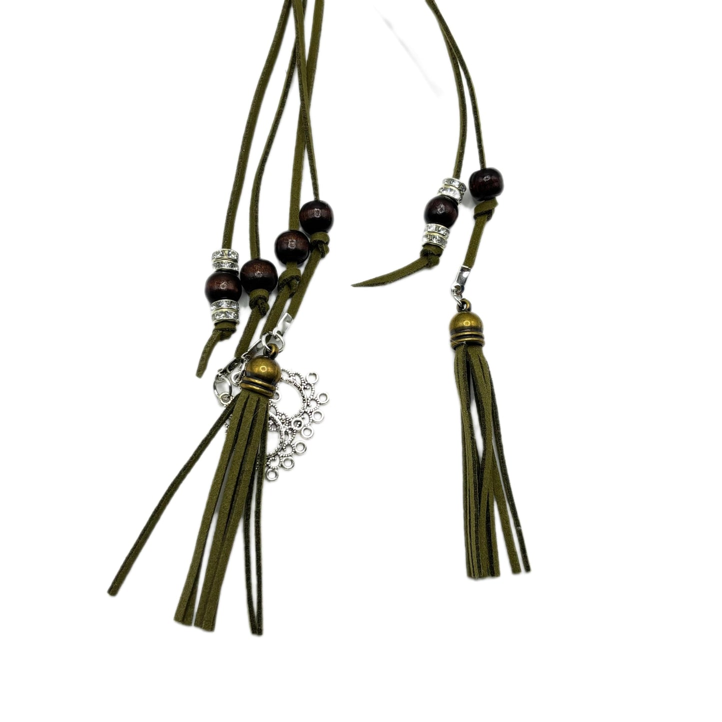 Hedyzone Women's Waist Belts Woven Tassels Chain Belt Skinny Rope Belt for Skirt Dress Boho Style Green