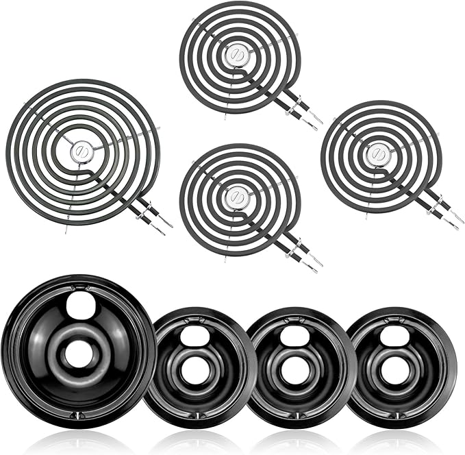Electric Stove Burner Drip Pans WB31M19(8”) WB31M20(6”) Electric Stove Top Burner Replacement WB30M1(6") WB30M2(8") Compat...