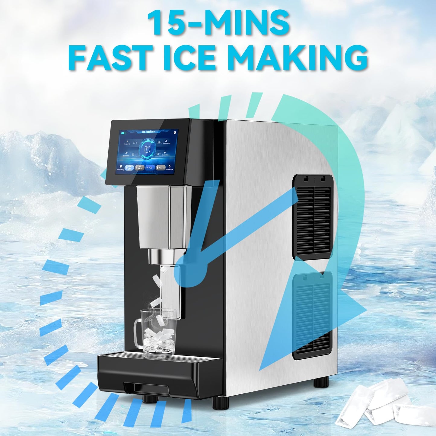 Nugget Ice Maker Machine Countertop, Ice/Water/Ice & Water Optional, 95LBS/24H Soft Pellet Crushed Chewable Ice Machine with Self-Cleaning for Home Office Kitchen Party RV