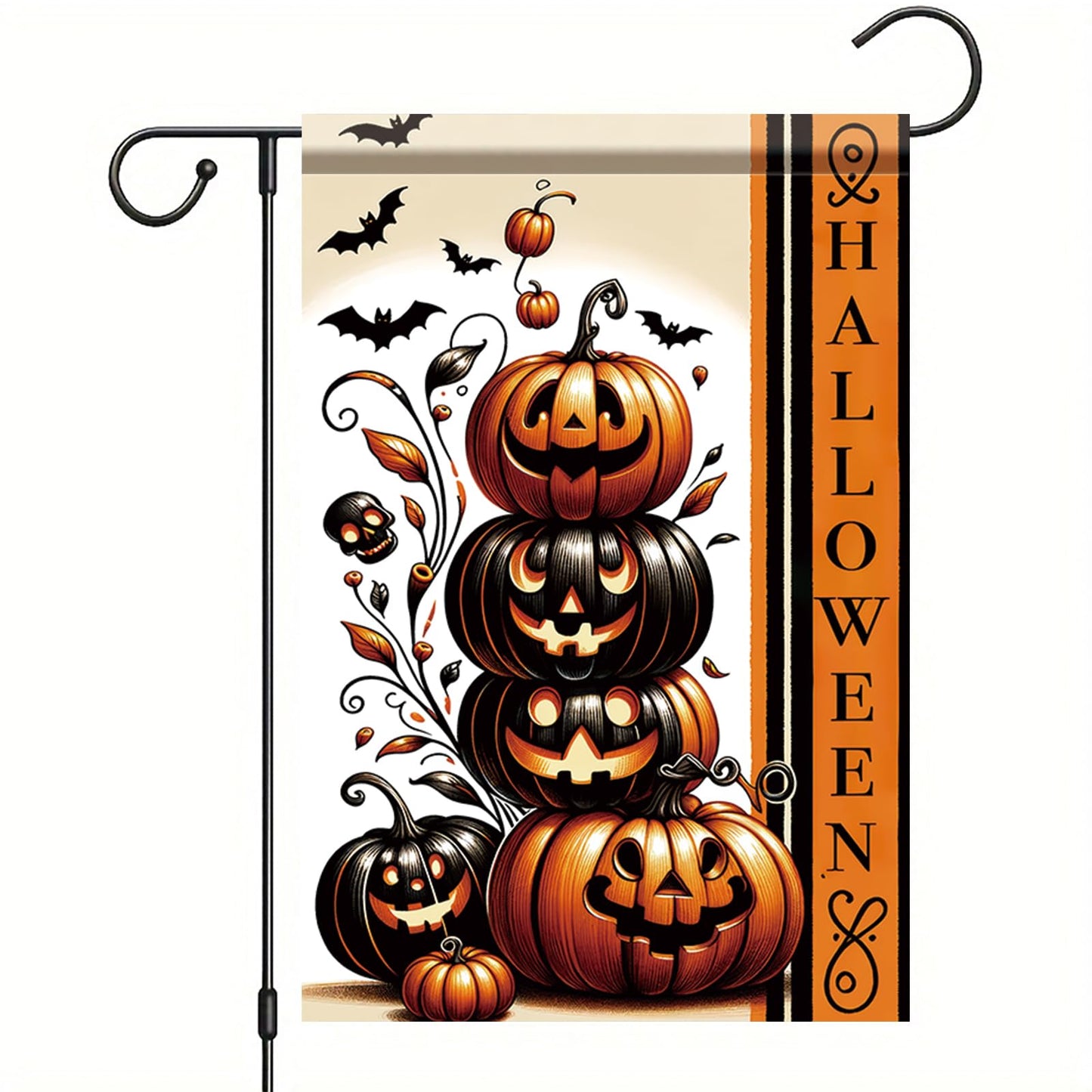 Saoplasa Halloween Garden Flag Halloween Pumpkin Stack Flag 12x18 Inch Double Sided for Trick or Treat Spooky Yard Small Banner Fall Party Outdoor Decor