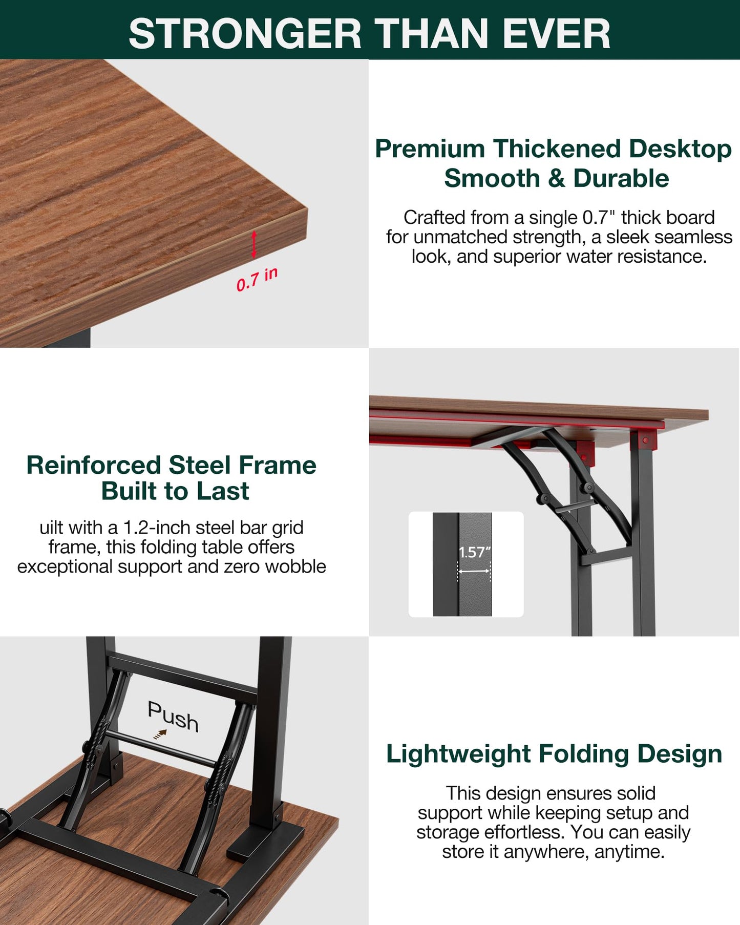 Frylr Small Folding Computer Desk – Portable 35.8 Inch Foldable Laptop Table, Collapsible and Compact for Easy Storage and Fast Setup, Lightweight for Small Spaces, Craft and Study Use, Dark Walnut