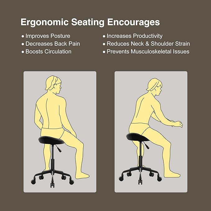 Ergonomic Saddle Seat Adjustable Pneumatic Hydraulic Drafting Swivel Rolling Stool Chair for Medical Hygienic SPA Massage Salon Home and Office - Hilo 508 (Vanilla, Standard)