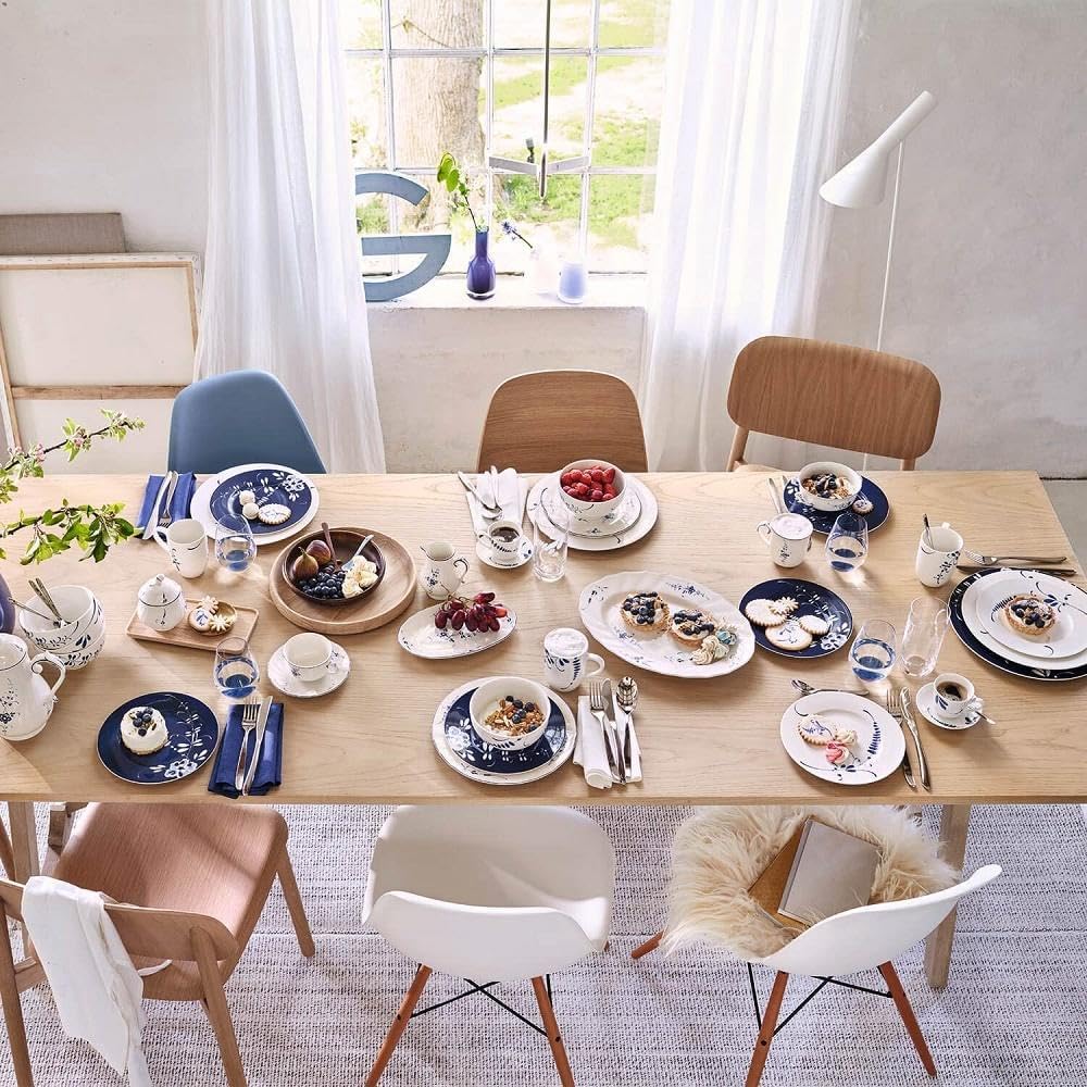 Villeroy & Boch Old Luxembourg Brindille Dinner Plate, 10.5 in, Premium Porcelain, White/Blue