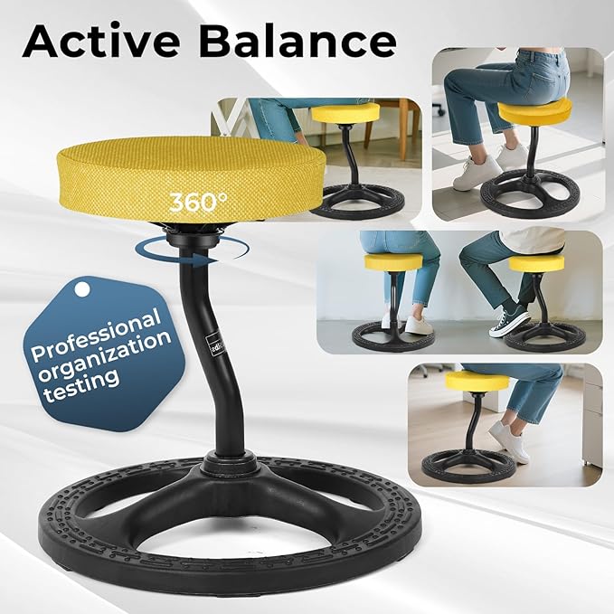 Upaloop ADHD Chair for Kids, Yoga Chairs for Adults, Wobble Stool Active Flexible Seating Desk Chair with Non-Slip Base and Washable Seat Cover for Stability, Balance, Yoga, Office, School, Classroom
