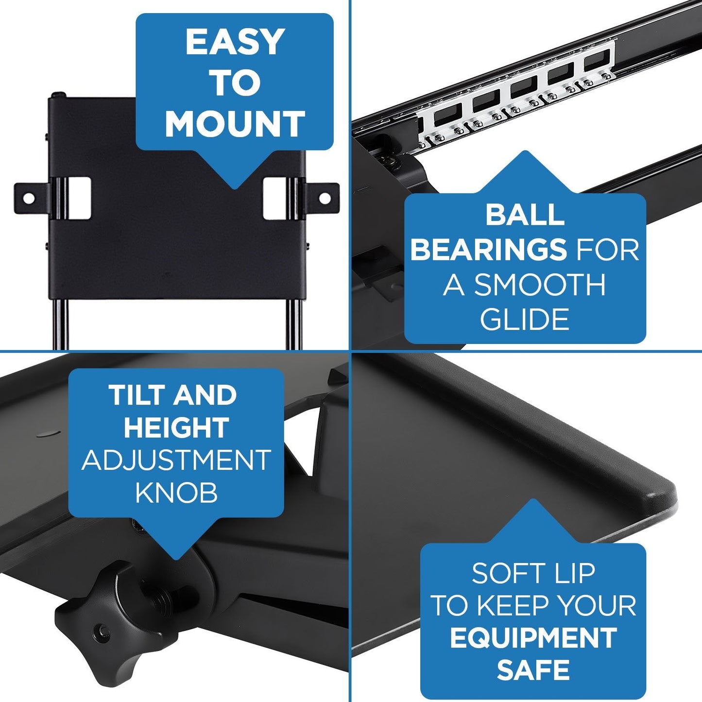Mount-It! Under Desk Computer Keyboard and Mouse Tray, Full Motion Slide Out Keyboard Tray with Tilt, Swivel and Height Adjustment, Ergonomic Keyboard Drawer with Gel Wrist Pad, Black