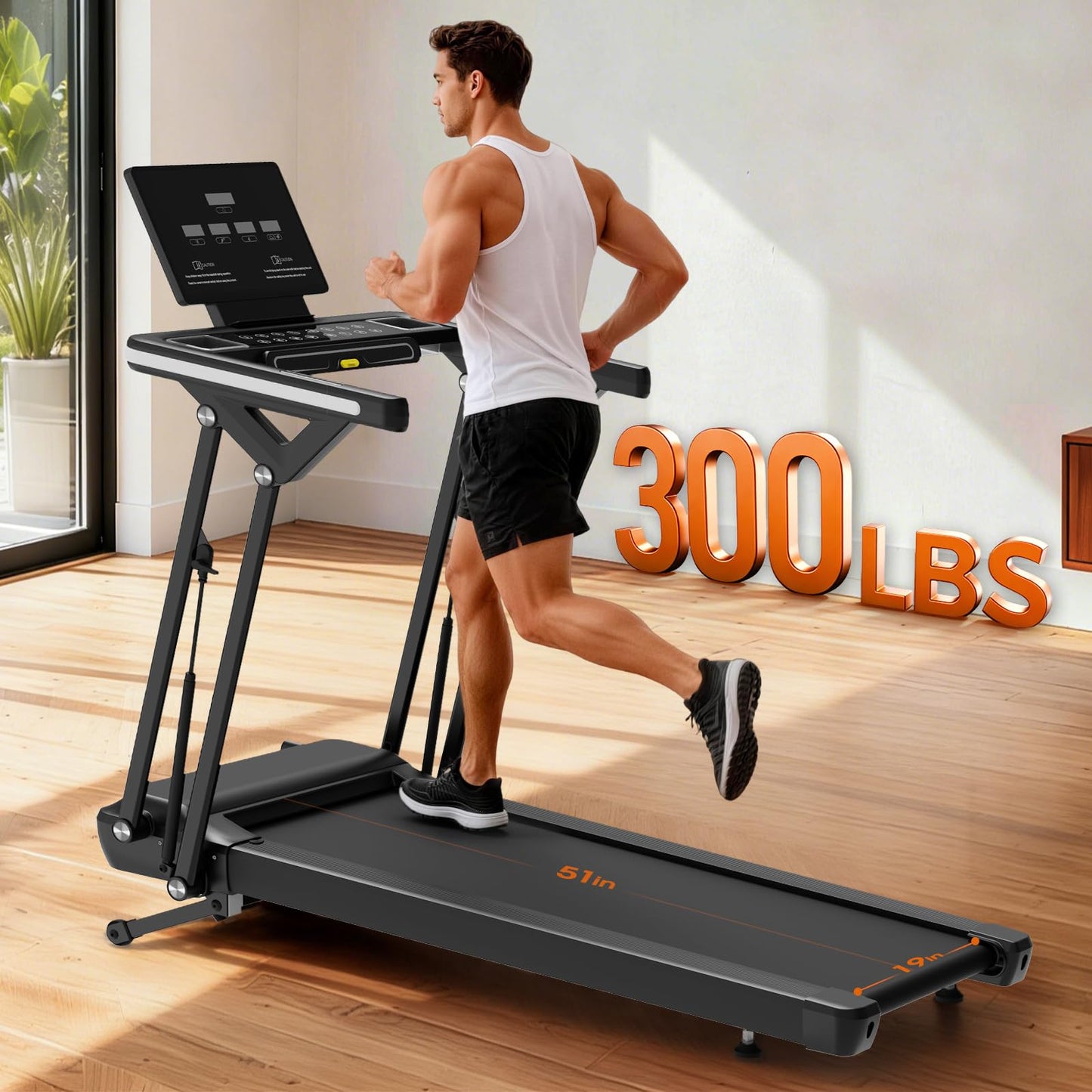 RECOVION Treadmill with Electric Incline and handrails, Running mat Design with Music Playback, 3.5 HP Motor, 300 lbs Weight Capacity, Suitable for Home and Small Office use.