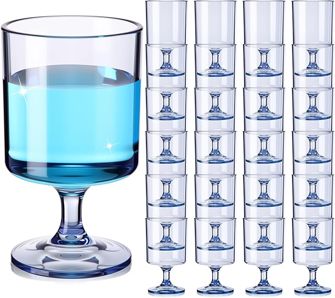 Singhoow 48 Packs 8oz Acrylic Reusable Plastic Wine Glasses Bulk Valentine Wedding Disposable Short Stem Baby Shower Party...