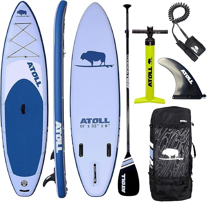 Atoll Inflatable Paddle Board with Premium SUP Stand Up Paddle Board Accessories & Back Pack, Non-Slip Comfort Deck for Un...