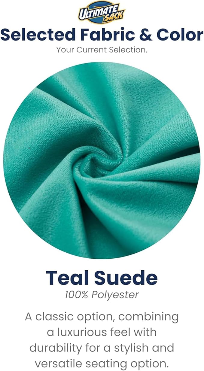 Ultimate Sack 4ft Bean Bag Chair, Oversize Bean Bag Chair for Adults, Comfy Chair Bean Bag Couch Lounge Sofa Loveseat Furniture | Teal Suede
