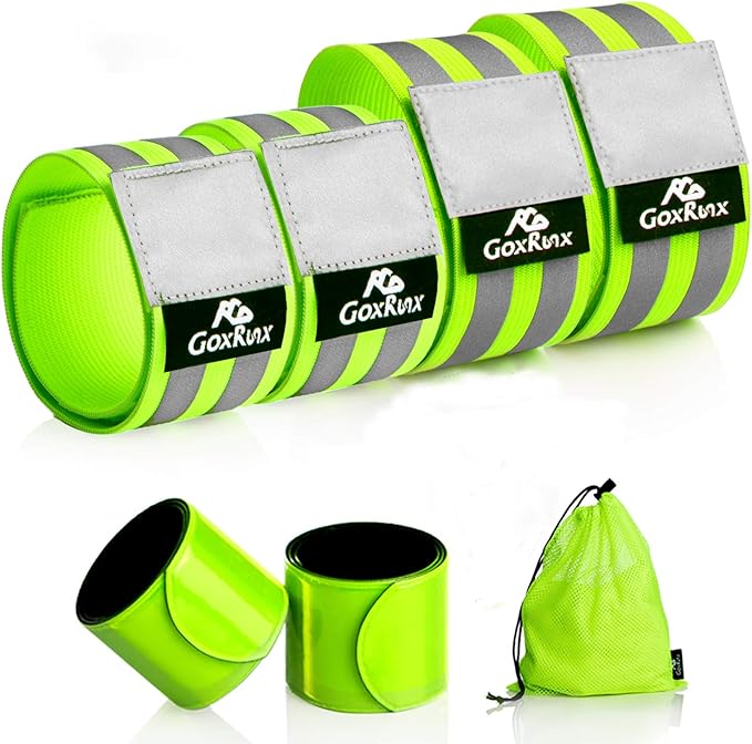 GoxRunx Reflective Bands Running Gear 6 Pack-Adjustable Reflective Armband Arm Wrist Ankle Leg Bands Reflectors -Reflectiv...