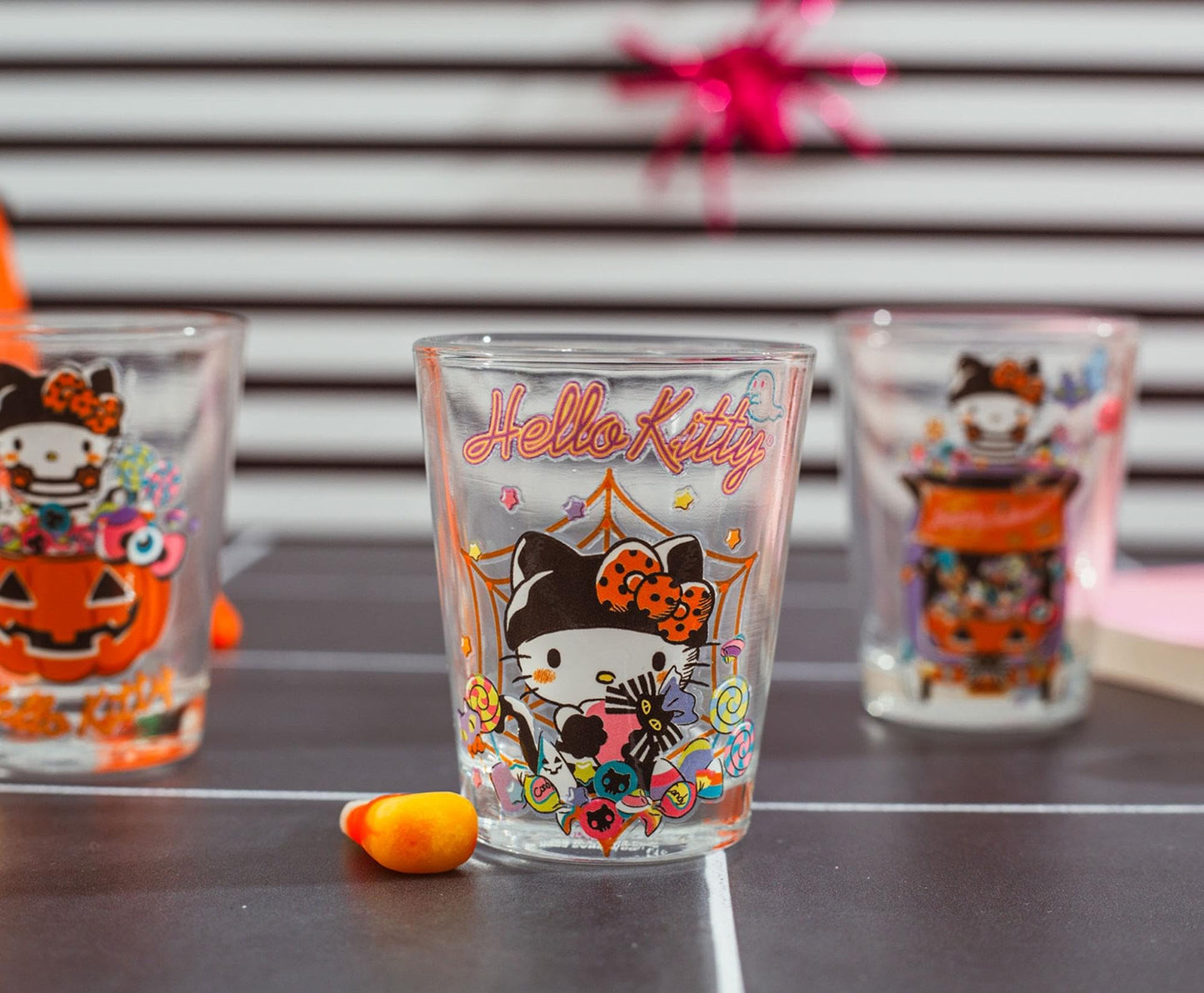 Sanrio Hello Kitty Halloween 2-Ounce Mini Whiskey Shot Glasses, Set of 4 | Home Bar Drinkware