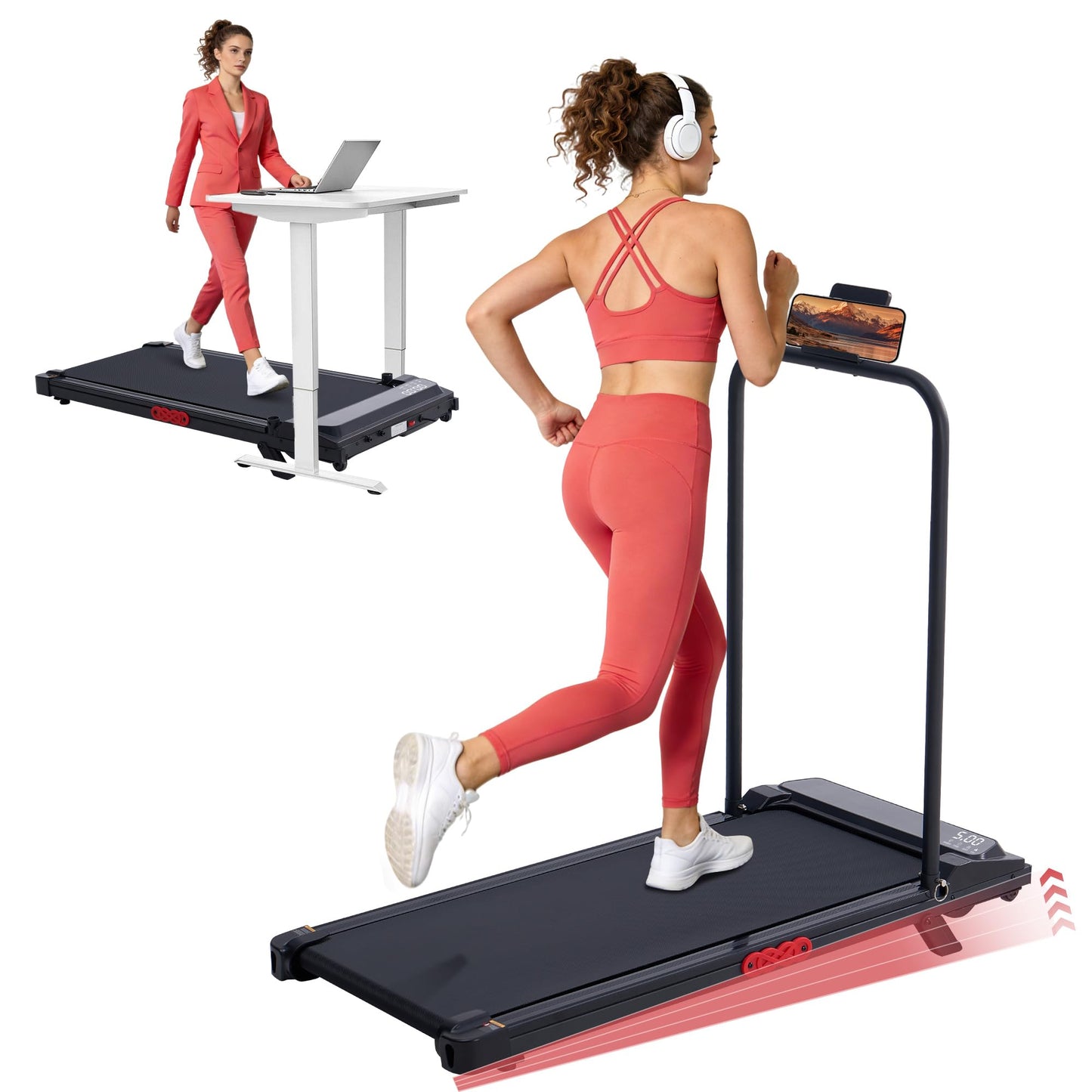 MCRG Walking Pad Treadmill with Incline, 2026 Upgrade Portable Walking pad Treadmill with Handle Bar, 0.6-7.6MPH Small Treadmills Walking Pad for Home Small, 3.5HP, 350LBS
