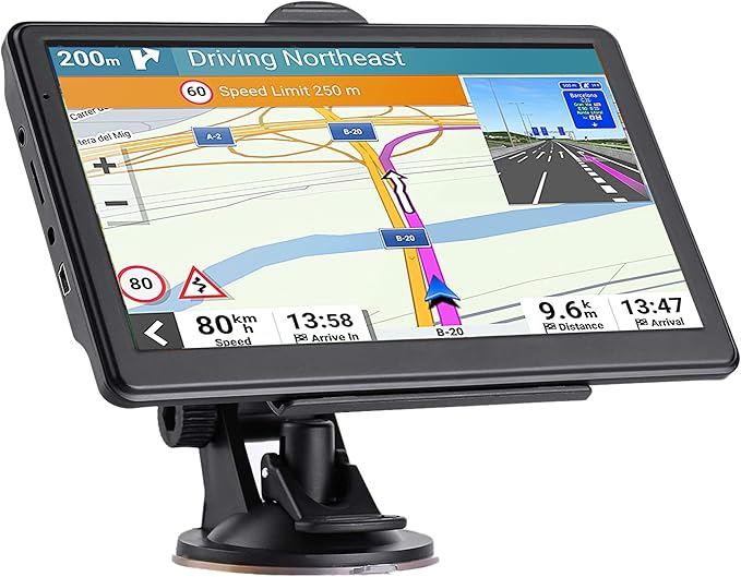 GPS Navigator for Car, 2026 Map 7 inch Touch Screen Car GPS 256-16GB,Voice Turn Direction Guidance, Support Speed and Red ...