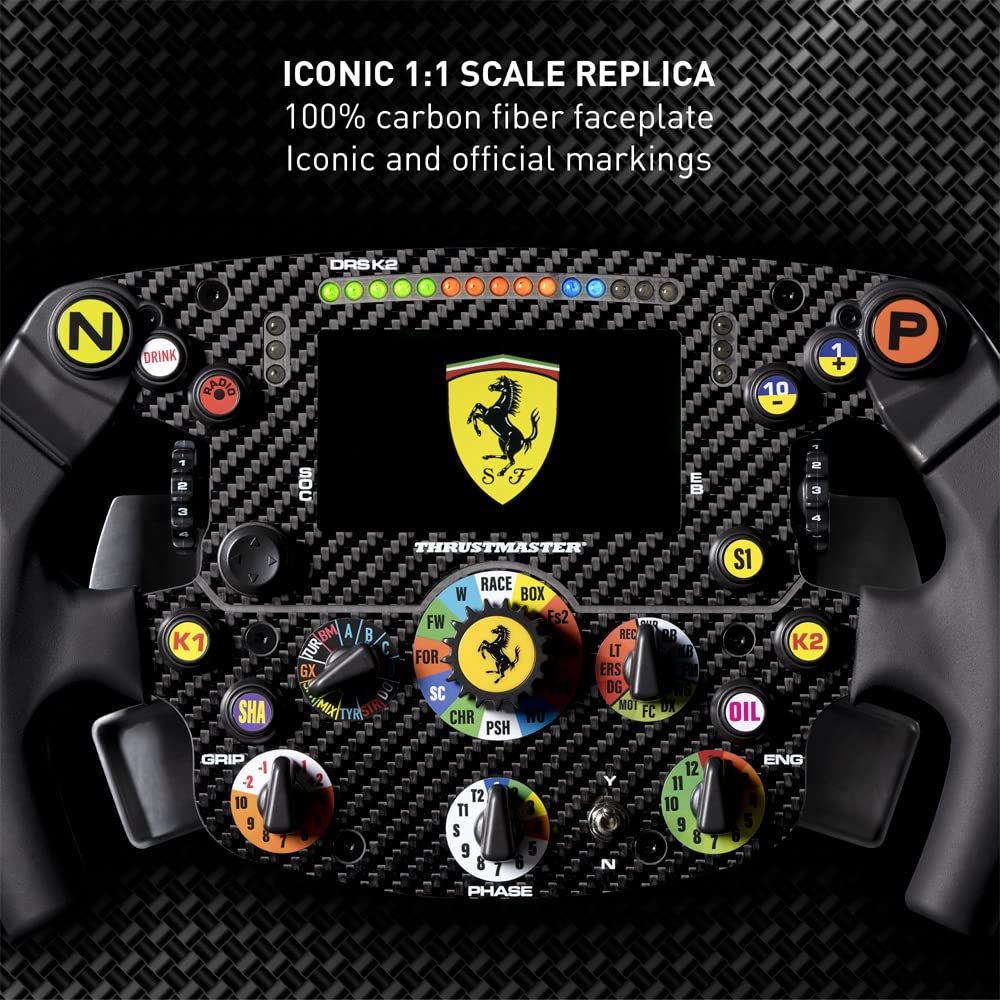 Thrustmaster Ferrari SF1000 Edition Formula Wheel Add-On, Carbon Fiber Faceplate, Built-In IPS LCD Display, 25 Action Buttons, Magnetic Paddle Shifters, Compatible with PS5, Xbox Series X|S & PC