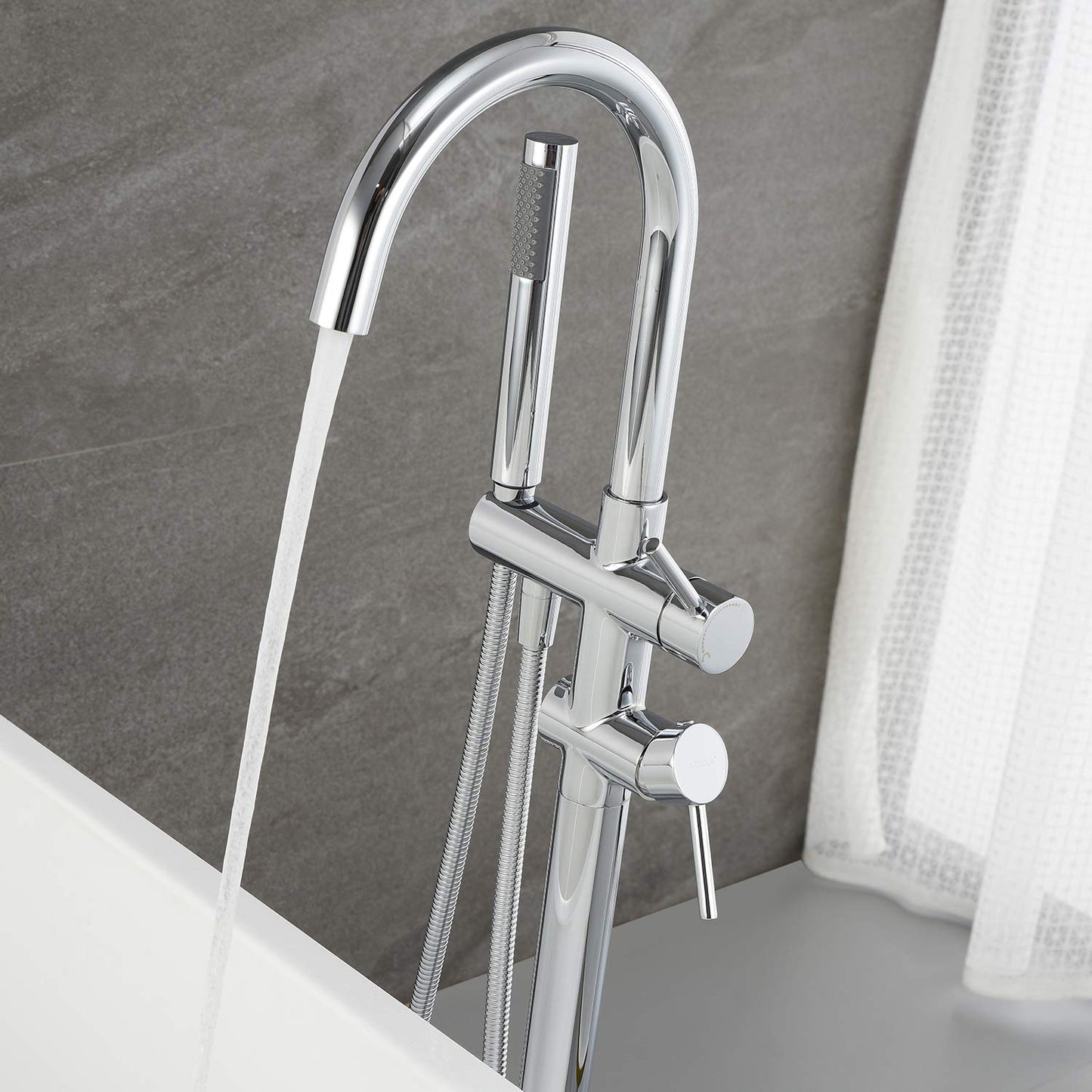 Artiqua Freestanding Bathtub Faucet Tub Filler Faucets Chrome Floor Mounted Brass Bathroom Faucets with Handheld Shower