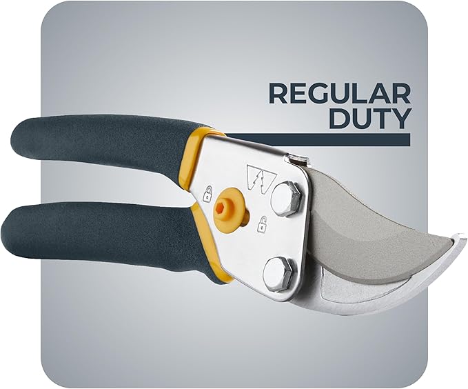Woodland Tools Co. Bypass Pruning Shears for Gardening – 5/8" Cut Capacity, High Carbon Steel Blade with Non-Stick Coating, Soft Grip, Steel Handle, Hand Pruner for Plants, Flowers, and Shrubs
