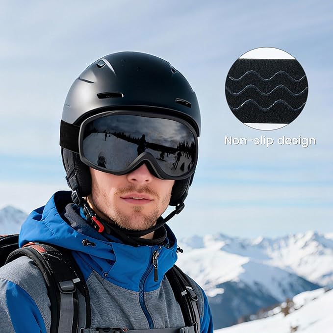 Ski Goggles OTG for Men Women, Anti-Fog Snowboard Goggles UV400 Protection Snow Goggles for Adult Youth