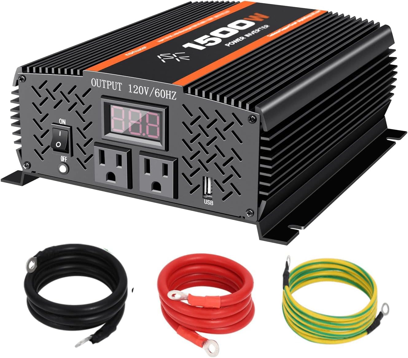 Tvnikd 1500 Watt Car Power Inverter 12V To 110V/120V For Rv Car Truck Semi Truck Vehicles Camping With Lcd Display 1500W