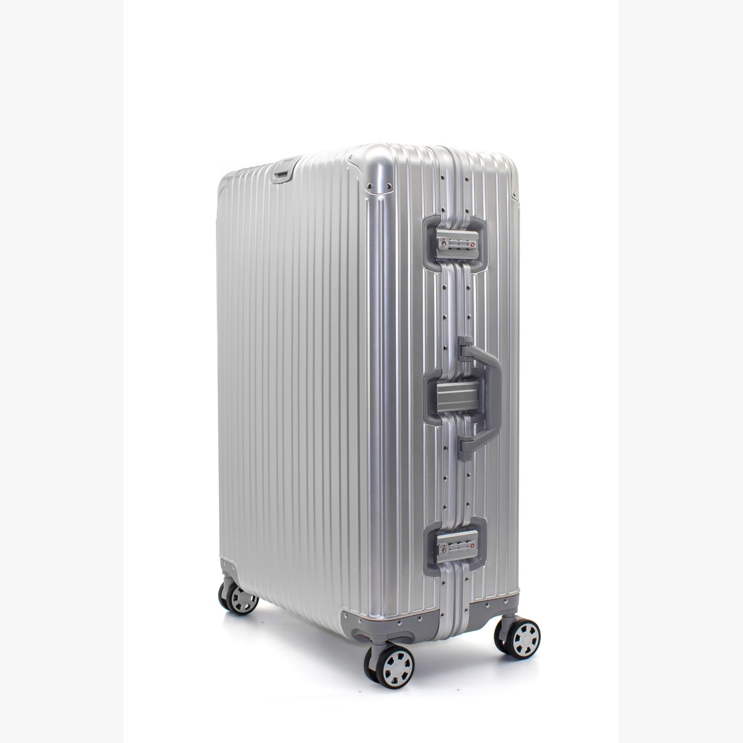 Gabbiano All-Aluminum Luggage Zipperless Suitcase (30” Large) – Aluminum-Magnesium Hardside Spinner with TSA Latch Locks, 22x14x9 (Silver, Large 30")