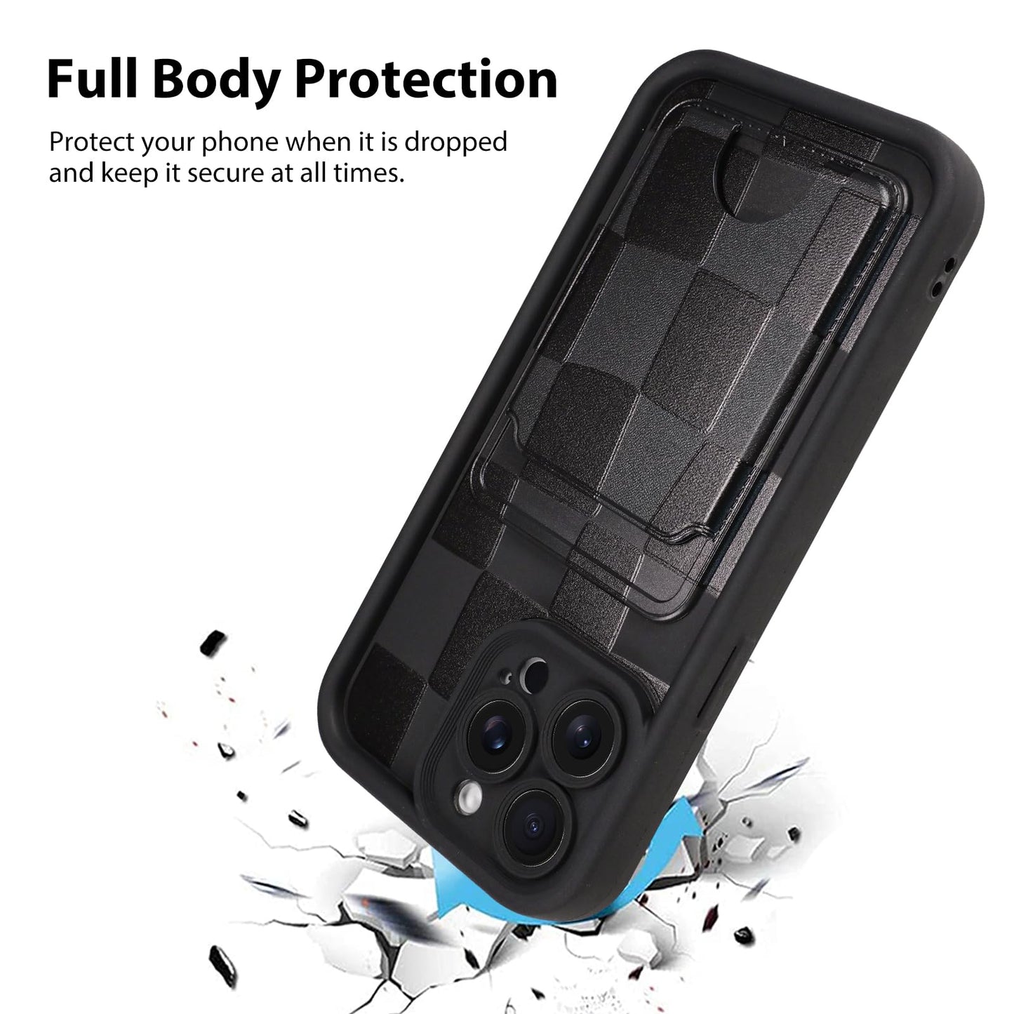 Kanghar Compatible With Iphone 15 Pro Max Case, Wallet Silicone Checkered Cute Pattern, Card Holder Camera Protection Soft Slim