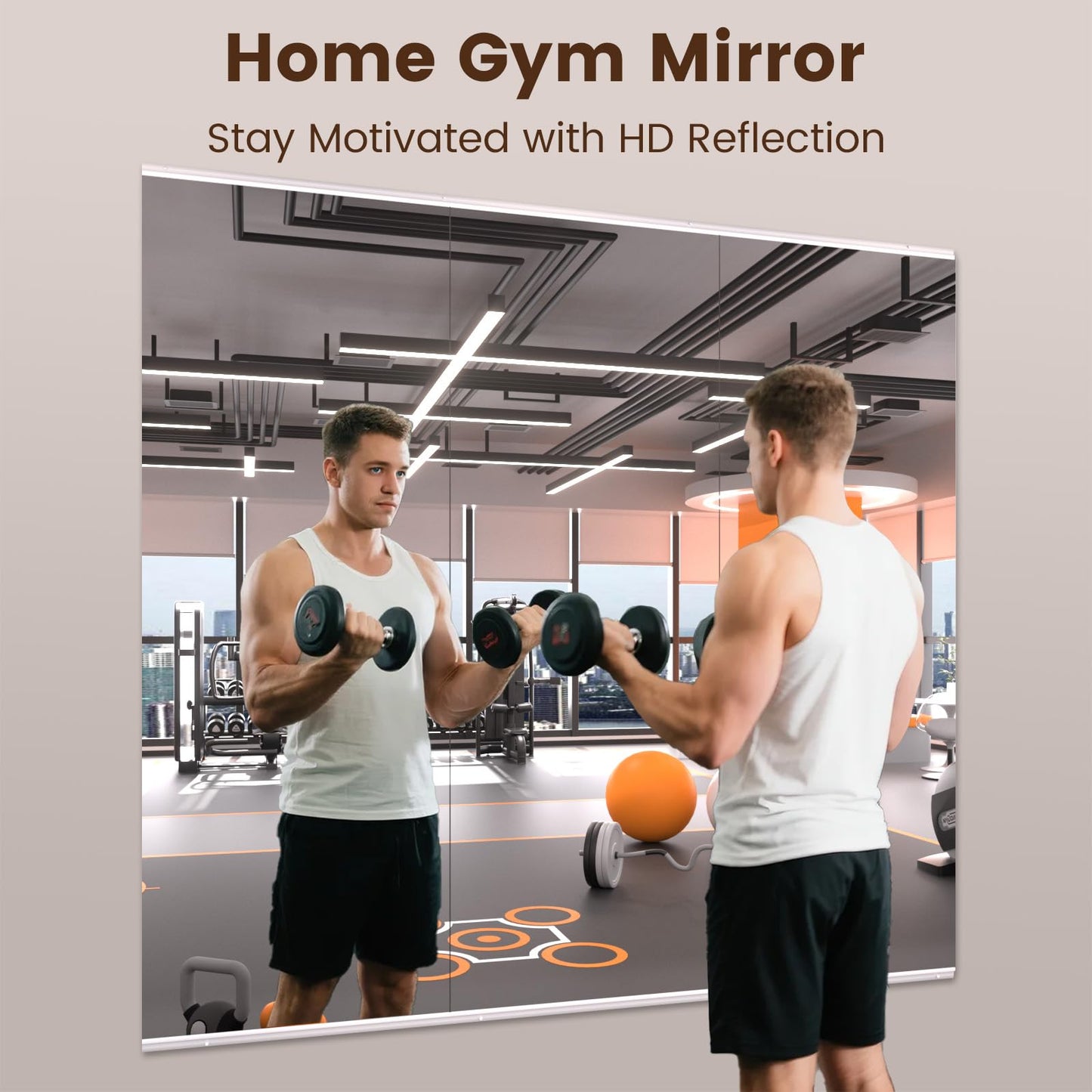 LOAAO Gym Mirror,66.93"x23.62"-3 PCS Mirror for Gym, Flexible Combination, Tempered Glass, Gym Wall Mirror for Home Gym, Dance Studio, Yoga Room, Garage Gym, Workout Room