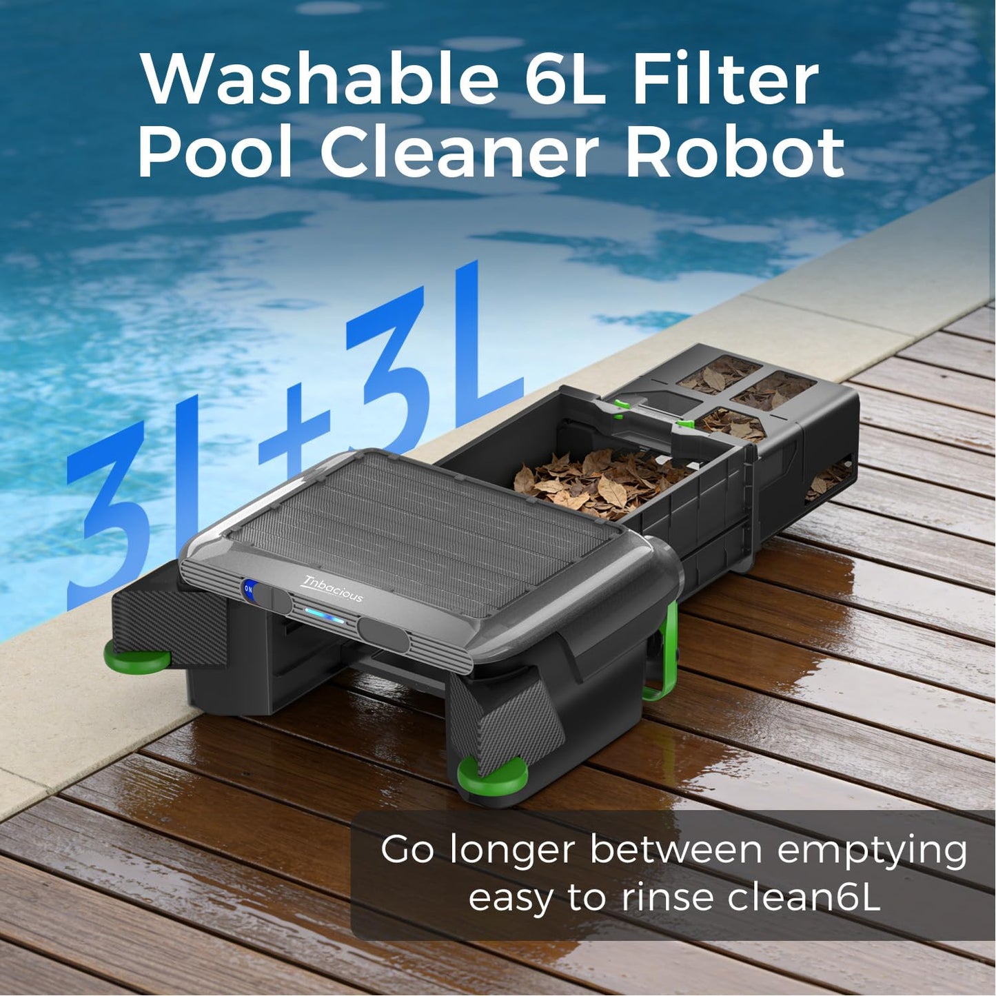 Solar Powered Pool Skimmer Robotic, Automatic Pool Surface Cleaner with APP Support, 24/7 Continuous Cleaning, Dual Charging Modes, Shallow Water Safeguard, Ideal for Above Ground & Inground Pools