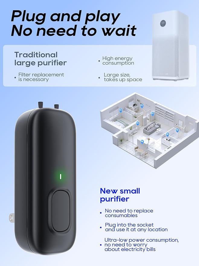 Cat Litter Deodorizer Plug in - Ozone-Free Negative Ion Air Purifier for Litter Box, Compact Odor Eliminator for Strong Pet Odors, Dog Odor Eliminators for Home, Bedroom, Kitchen (black 4pcs)