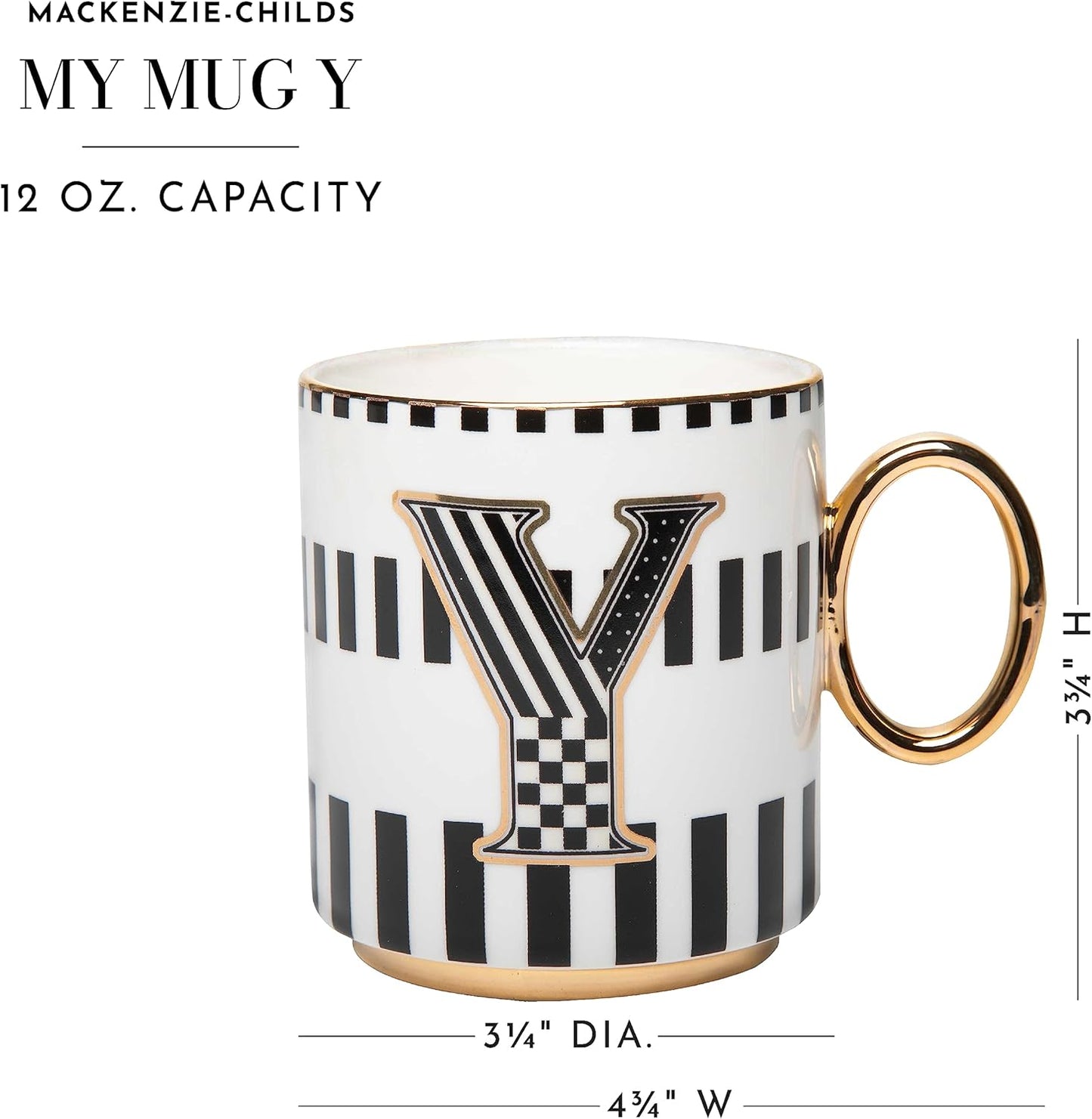 MACKENZIE-CHILDS My Mug, Decorative Ceramic Coffee Mug with Handle, Y