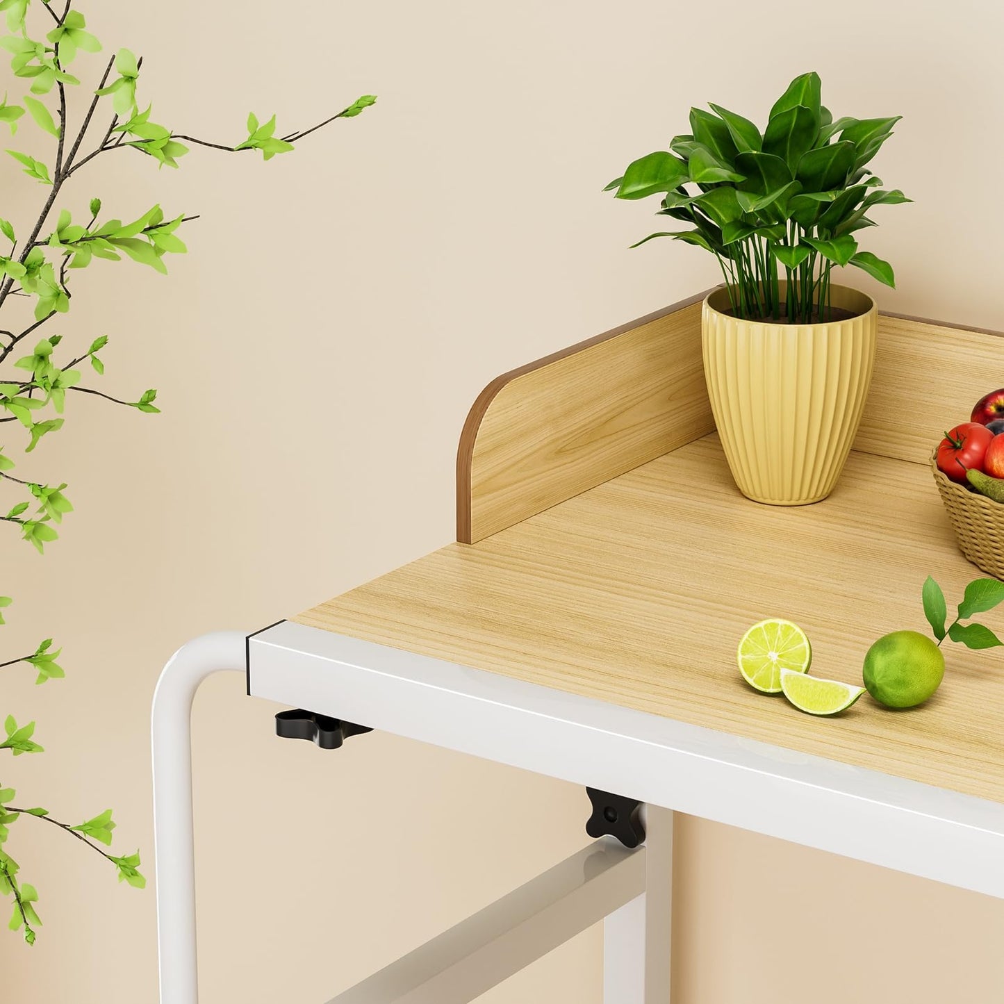 gihusrzx Overbed Table with Wheels, Adjustable Overbed Desk, Laptop Desk, Matte Black, 140x50cm, Suitable for within 230CM Bed