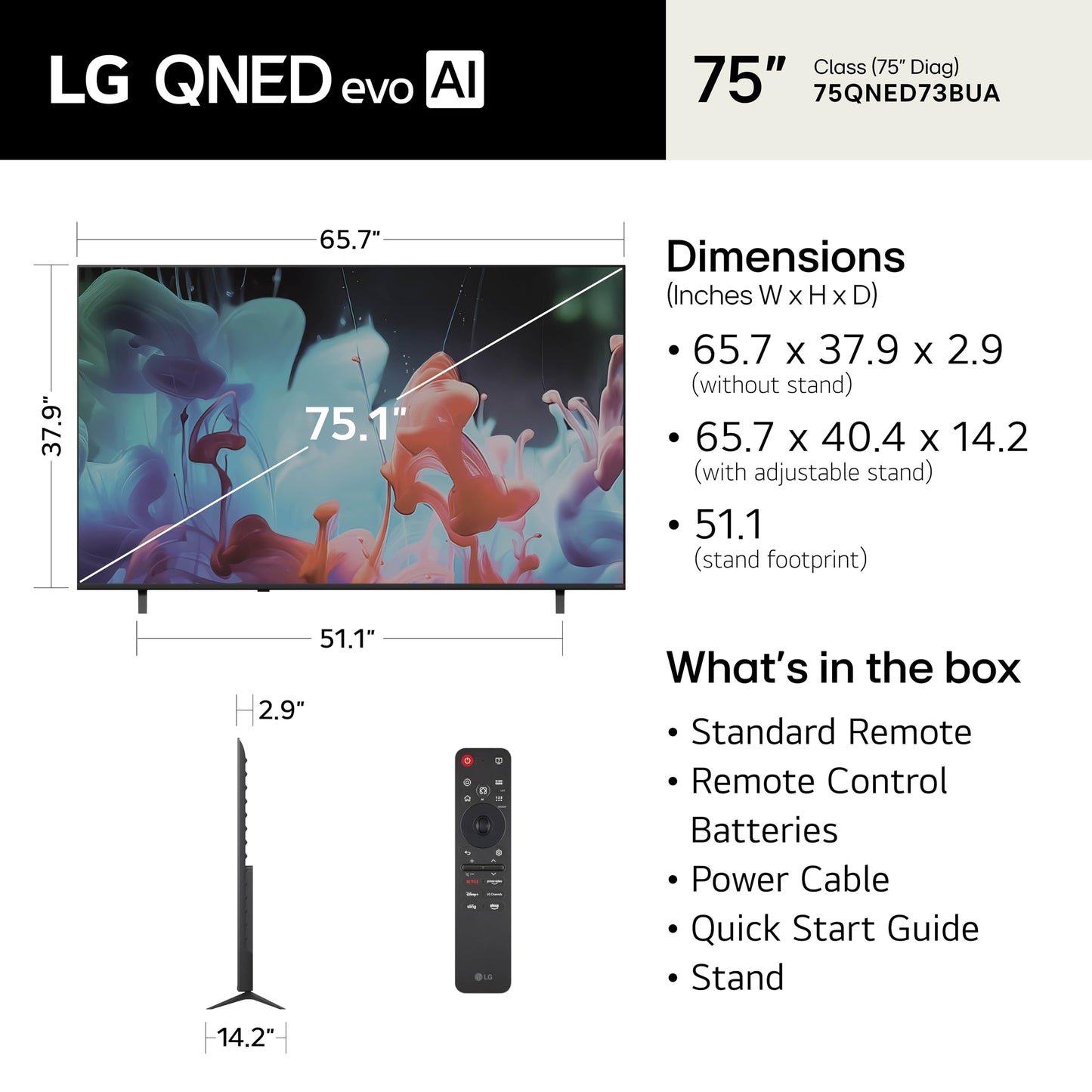 LG Amazon Exclusive 75-Inch Class QNED AI 4K QNED73B Series Smart TV w/AI Sound Pro, HDR10, AI 4K Super Upscaling, Filmmaker Mode, Wow Orchestra, Compatible with Alexa (75QNED73BUA, 2026)