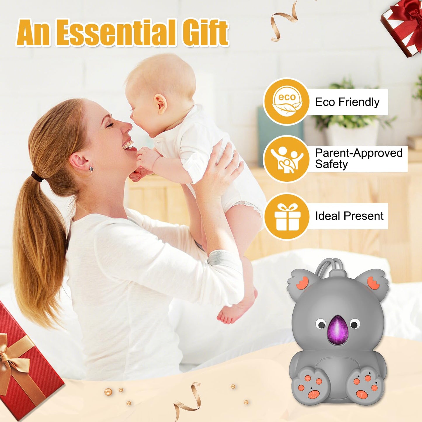 Baby Sound Machine & Bluetooth Speaker | White Noise Machine for Infants with Non-Looping Soothing Sounds, Portable Sleeping Music with Timer for Nursery, Travel & Home