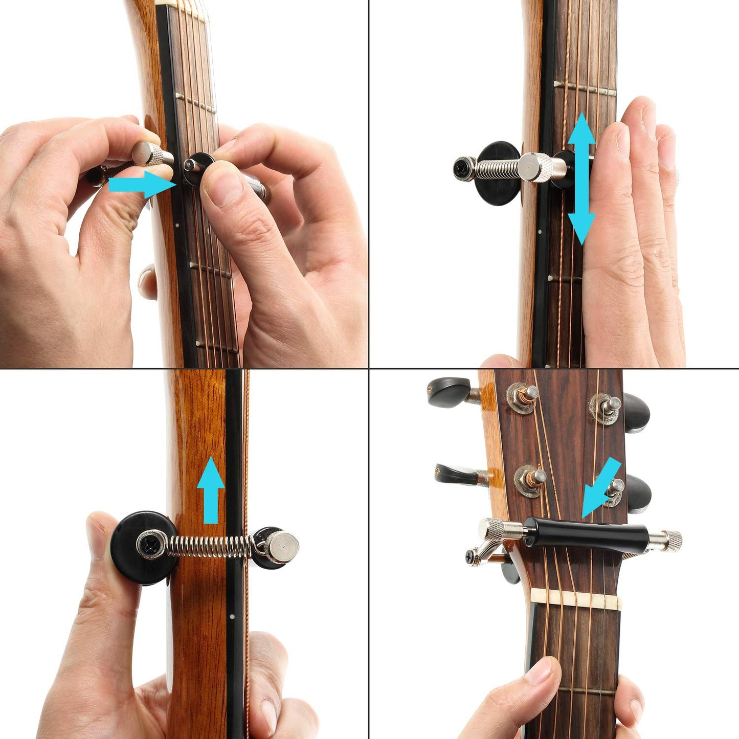 2 Pack Guitar Rolling Capo Sliding Adjustable Rubber And Stainless Steel Capo For Tuning Tone Of String Instruments Like Folk Cl