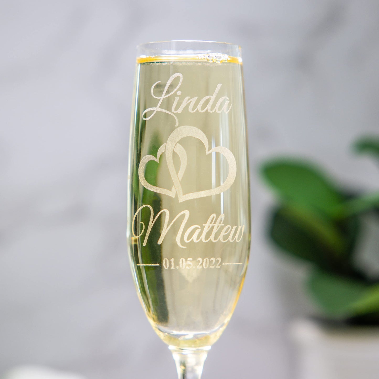 Gifts Inscribed Personalized Champagne Glasses Set of 2 – Engraved Mr and Mrs Champagne Flutes – Custom Stemmed Glassware Gift for Wedding, Engagement, Anniversary, Bridal Party