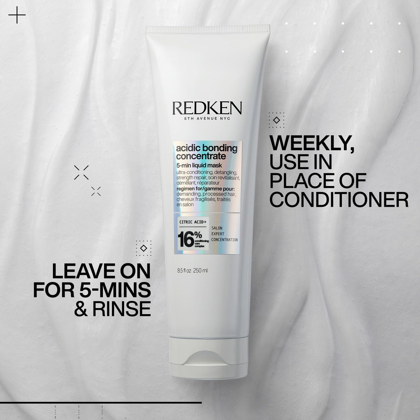 Redken Bonding Hair Mask for Dry, Damaged Hair Repair | Acidic Bonding Concentrate | Hydrating 5 Minute Hair Mask | For All Hair