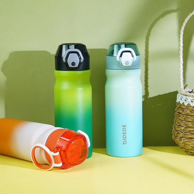 BJPKPK Insulated Water Bottle 18oz Stainless Steel Water Bottles with Straw and Carry Handle Double Wall Metal Thermal Flask,Mint