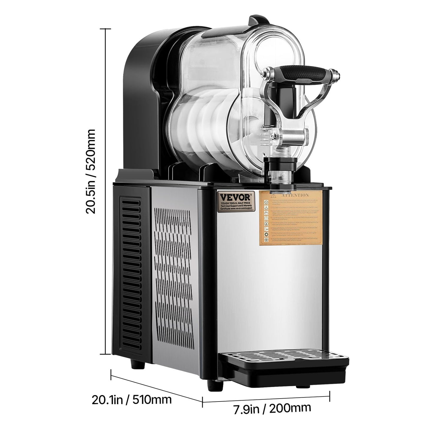 VEVOR Commercial Slushy Machine, 3L×1 Single Tank Frozen Beverage Maker, 12-Cup Stainless Steel Slushie Machine, Margarita Frozen Drink Smoothie Maker, for Restaurants, Bars, Cafes, and Food Truck