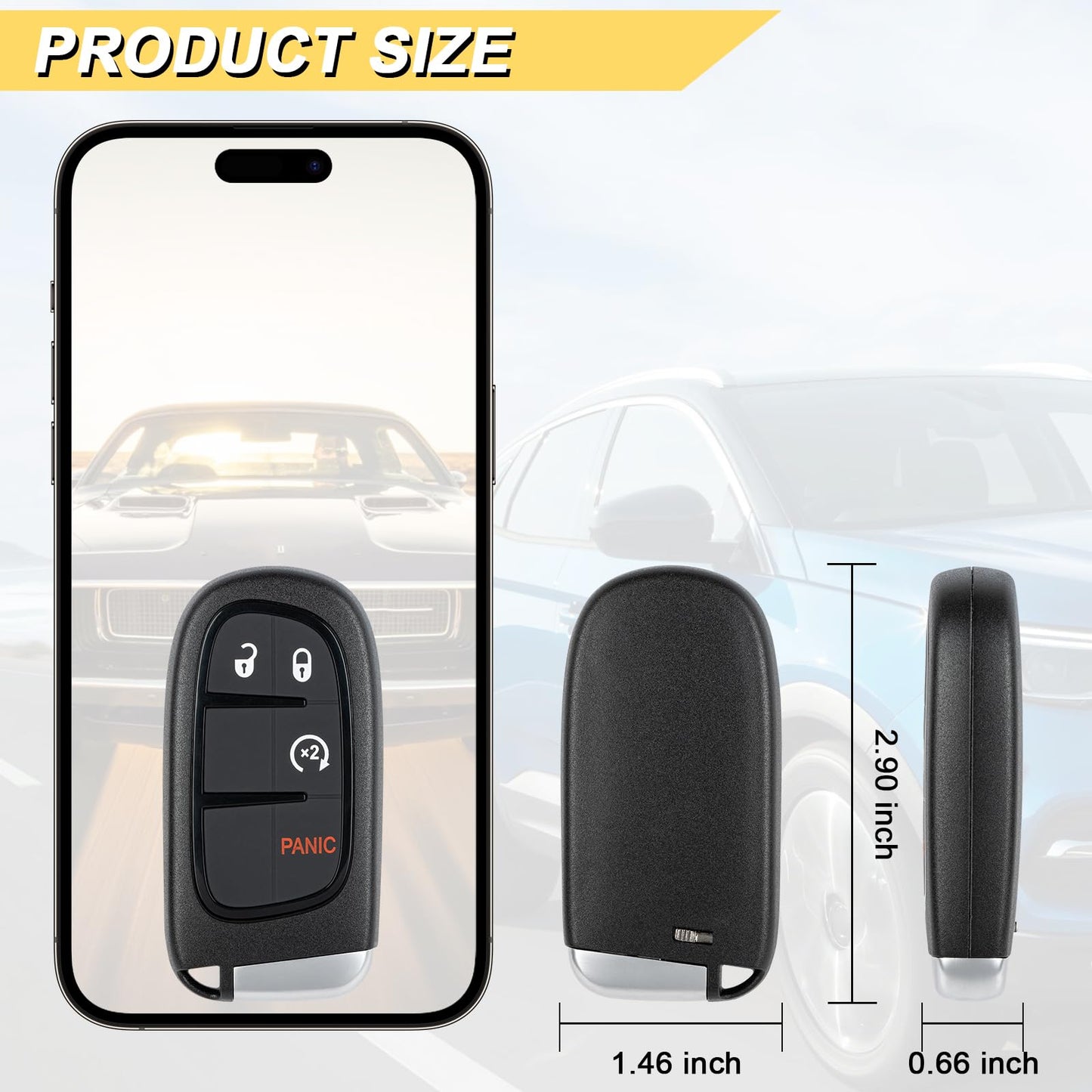 Vurkcy Key Fob Replacement For 2013-2018 Dodge Ram 1500 2500 3500 Car Keyless Entry Remote Control, Gq4-54T Gq454T, 4 Buttons