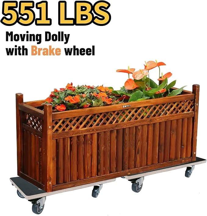 DrTakepeak Anti-Slip Plywood Platform Dolly 2 Swivel + 2 Brake Caster Wooden Cart 550 Lbs Capacity (2 Packs per Set) Furniture Transporter Widely Use for Moving Heavy Furnitures,Goods, Green Plants