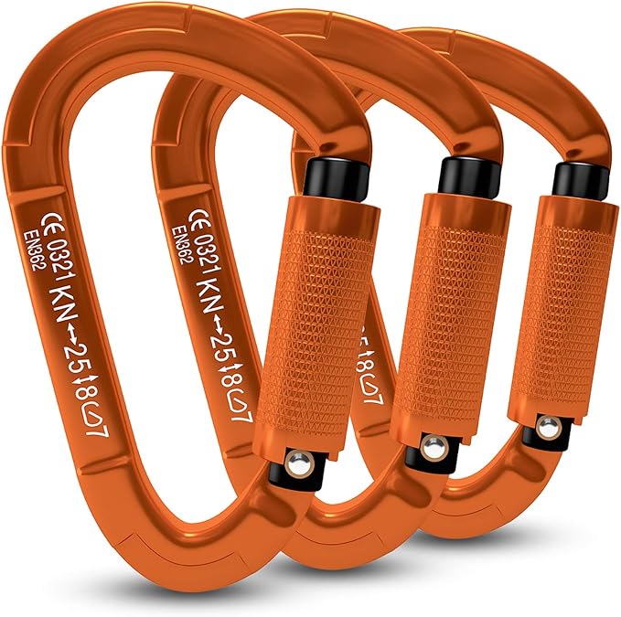 FVW Auto Locking Rock Climbing Carabiner Clips, UIAA Certified Professional 25KN (5620 lbs) Heavy Duty Caribeaners for Rap...