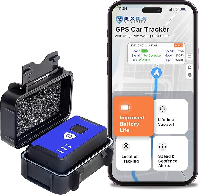Brickhouse Car Trackers for Your Vehicle - Spark Nano 7 GPS Tracker with Magnetic Waterproof Case - Hidden Real-Time 4G LT...