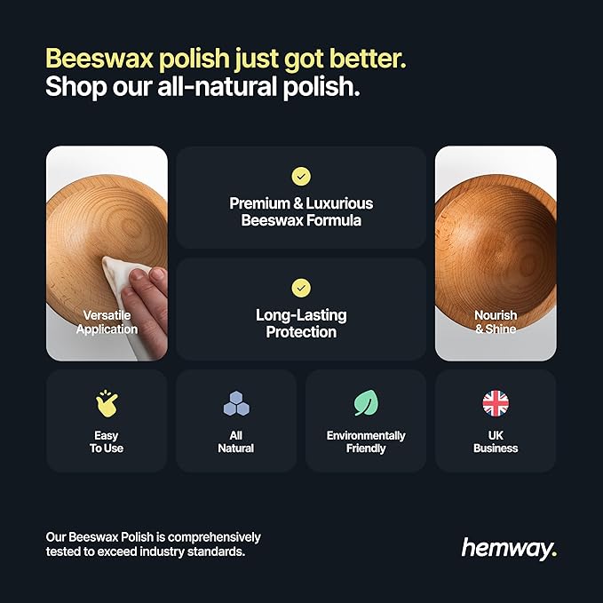 Natural Oak Beeswax Furniture Polish 200 ml / 6.8 fl oz, & 2 Lint-Free Cloths, Natural Furniture Wax for Wood Protection, Modern & Antique, Wood Wax for Furniture, Restores & Protects, Long-Lasting