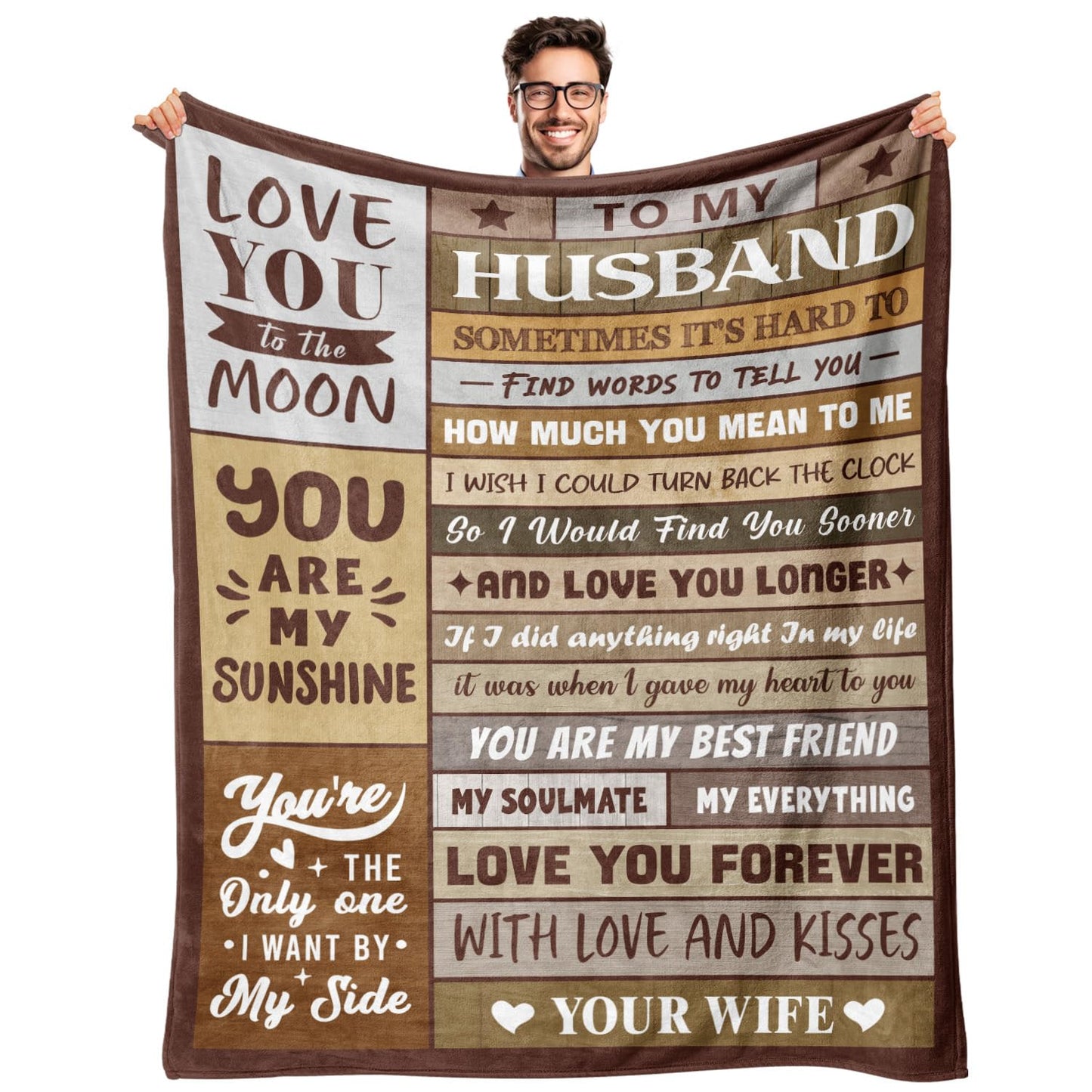 Gifts for Husband from Wife - Birthday Gifts for Husband - Anniversary Wedding Gift for Men - Christmas Valentines Day Gift for Him - Best Husband's Ever Present - to My Man Blanket 50"x60"